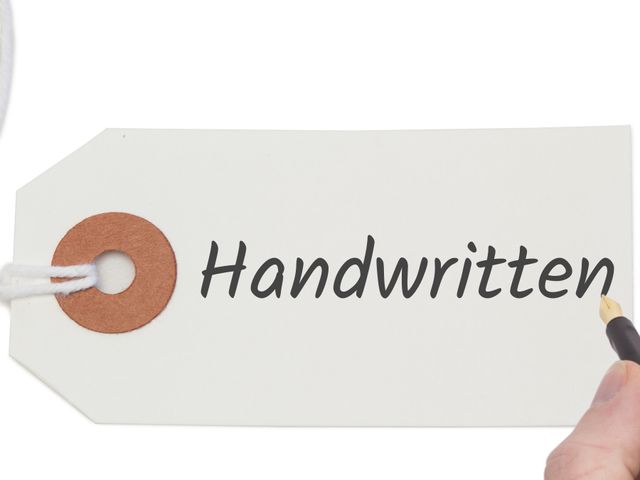 Handwriting tag for customizable labeling on gifts, crafts. Useful for gift wrapping, personalized gifts, DIY projects, stationary supplies advertisements.