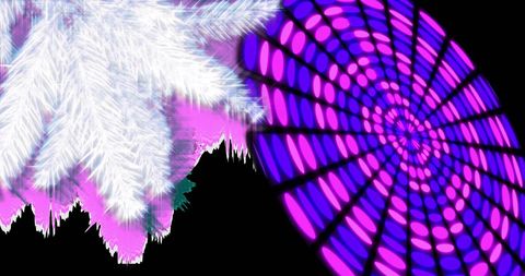 Vibrant circle of twinkling lights with christmas fir branch