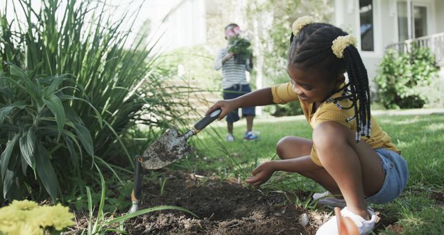 Children Planting Flowers in Garden on Sunny Day - Download Free Stock Images Pikwizard.com