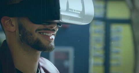 Joyful professional experiencing virtual reality technology