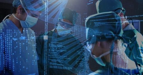 Medical Professionals with Digital Overlay in Operating Room