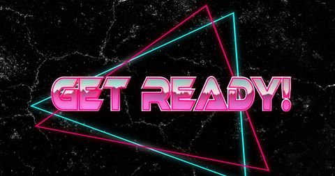 Neon Geometric Text Design with Vibrant Colors