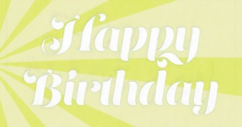 Cursive happy birthday text with lime green radial burst