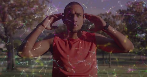 Tech-Enhanced Workout Outdoors with Virtual Interface - Download Free Stock Images Pikwizard.com
