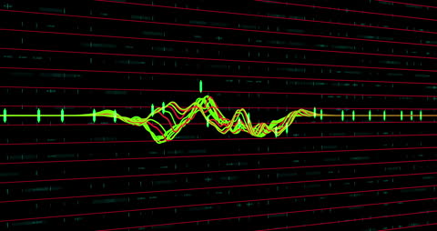 Abstract Digital Lines over Grid in Data Processing Animation