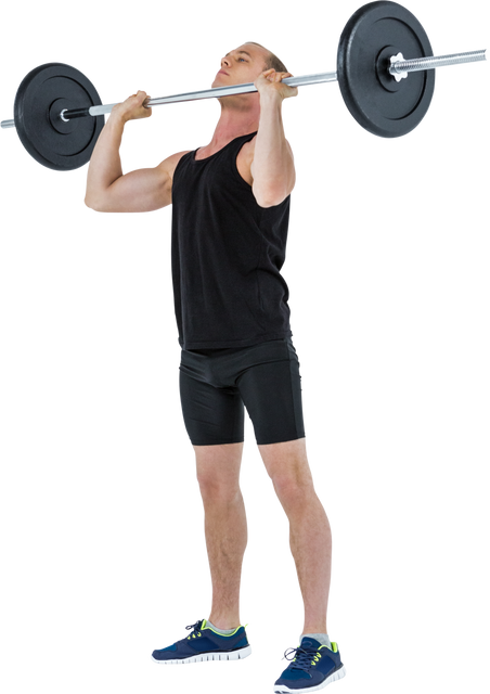 Transparent bodybuilder lifting heavy barbell overhead wearing fitness attire - Download Free Stock Videos Pikwizard.com