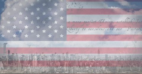 blending american flag with cityscape and patriotic text - Download Free Stock Images Pikwizard.com