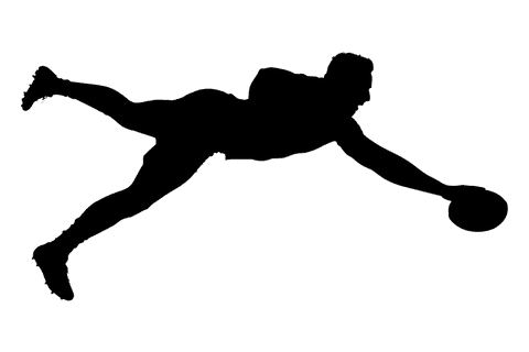 Rugby player silhouette on transparent background for fitness design