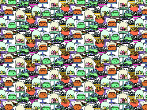 Transparent background with assorted sweet treats pattern