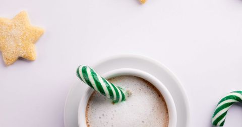 Festive Hot Chocolate with Candy Cane and Star Cookies