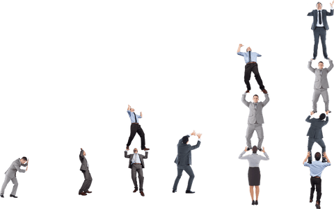 Dynamic Business Team Building on Transparent Background