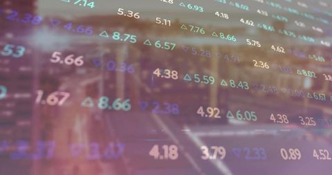 Blurred Urban Street with Overlay of Digital Stock Data Visualization