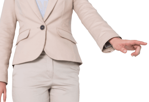 Transparent midsection asian businesswoman pointing isolated