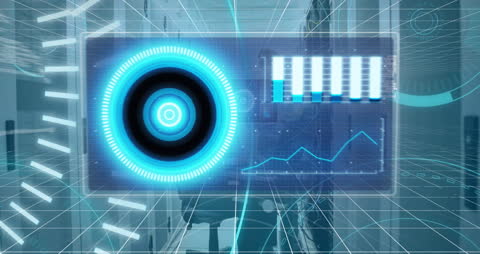 Digital Interface with Glowing Data Analytics