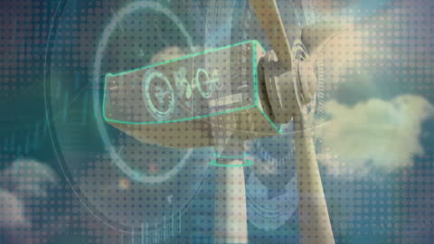 Wind Turbine Animation with Renewable Energy Graphs