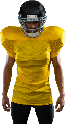 Transparent image of american football player in yellow jersey and helmet