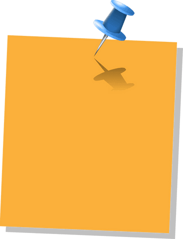 Transparent sticky note with blue push pin on white background