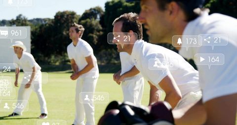 cricketers playing with digital interaction overlay concept - Download Free Stock Images Pikwizard.com