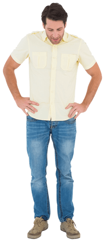 man in casual attire looking at floor transparent background - Download Free Stock Videos Pikwizard.com