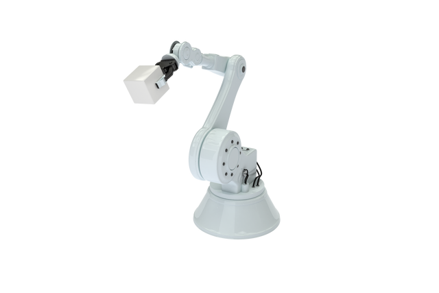 Transparent Robotic Arm Holding Metallic Cube Isolated on White - Download Free Stock Videos Pikwizard.com