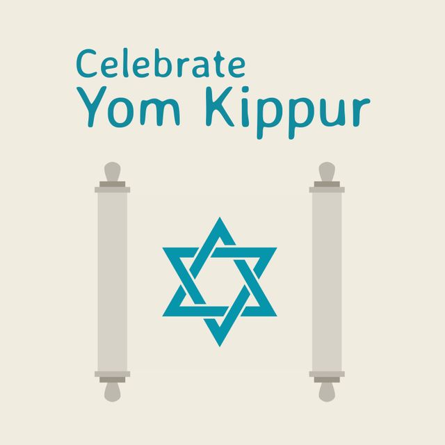 Image of celebrate yom kippus over beige background with star and rolls. Religion, tradition, judaism and celebration concept.