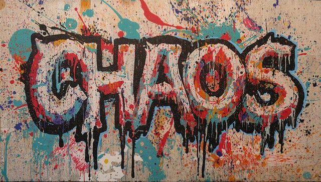 Dripping chaos graffiti on textured canvas with vibrant color splatter