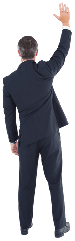businessman waving back greetings on transparent forecast - Download Free Stock Videos Pikwizard.com