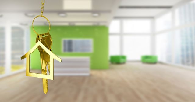 Golden House Key Hanging in Bright Modern Apartment - Download Free Stock Images Pikwizard.com