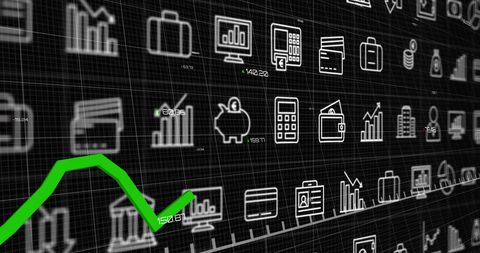 Financial Data and Icon Representation in Digital Matrix - Download Free Stock Images Pikwizard.com