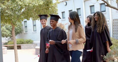 Diverse High School Graduates Celebrating Success Outdoors - Download Free Stock Images Pikwizard.com