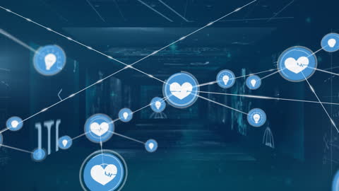 Abstract Tech Network Animation with Connection Icons