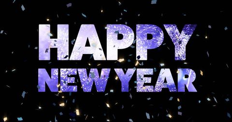 Happy new year celebration with vibrant confetti background