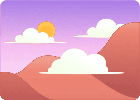 Pastel Hills and Golden Sun with Transparent Background Sunset Landscape
