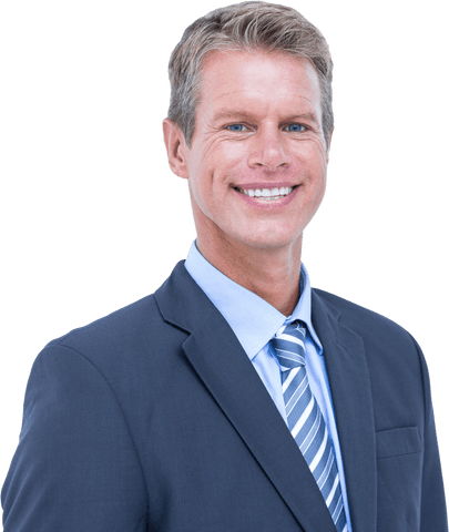 Professional Businessman Smiling in a Transparent Setting