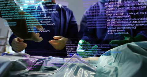 Surgeons Operating with Digital Interface Overlay - Download Free Stock Images Pikwizard.com