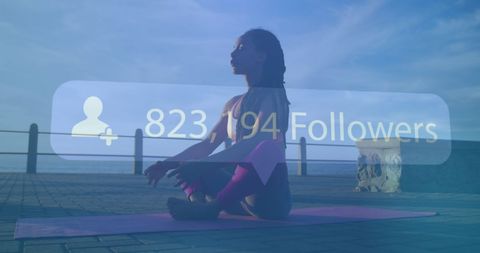 Meditating Woman Gain Social Media Followers by Sea
