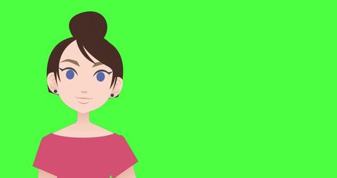 Minimalist Illustration of Cartoon Woman with Green Background - Download Free Stock Images Pikwizard.com