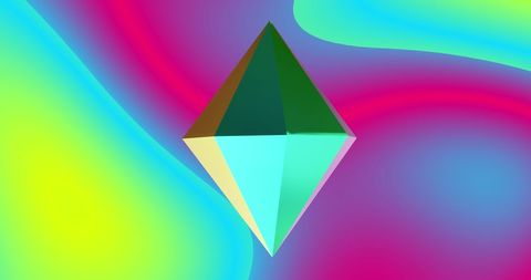 Vibrant 3d geometric prism on multicolored background