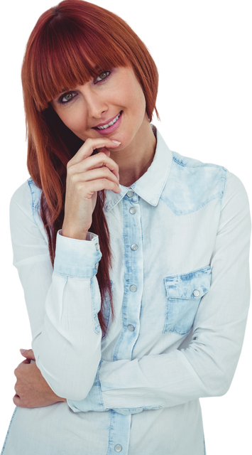 Smiling Hipster Woman in Transparent Background, Light Denim Shirt - Download Free Stock Videos Pikwizard.com