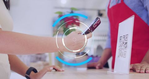 customer uses smartphone for contactless payment with qr code - Download Free Stock Images Pikwizard.com