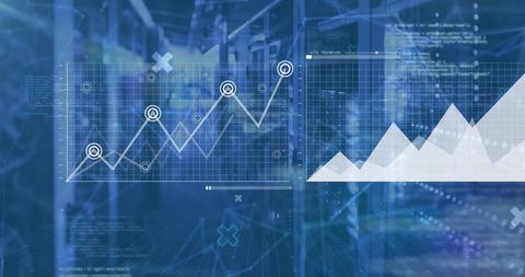 Futuristic Financial Data Interface with Graphs in Data Center - Download Free Stock Images Pikwizard.com