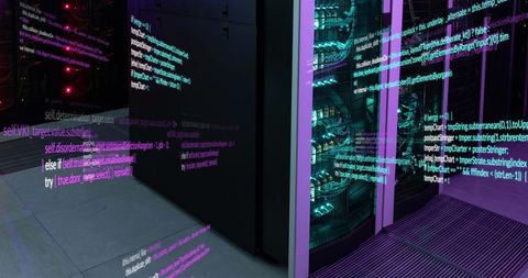 Data Processing with Digital Interface in Server Room - Download Free Stock Images Pikwizard.com