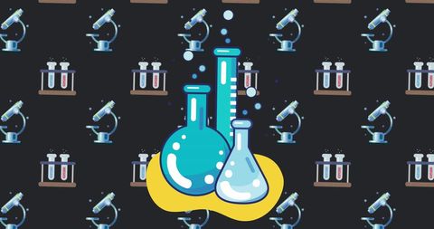 Educational Science Icons on Black Background for Digital Use