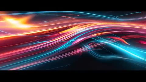 Vibrant Neon Ribbons Flowing into Digital Void