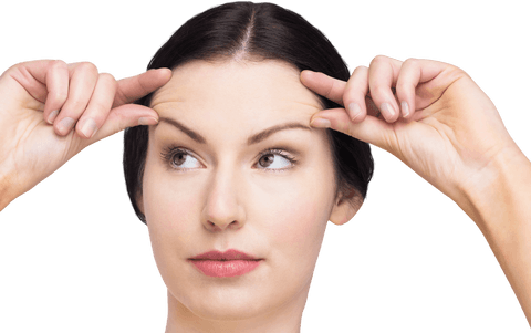 Transparent Face with Natural Makeup Posing in Studio