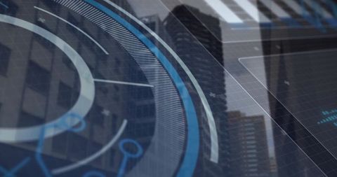 Futuristic HUD Interface Over Urban Skyline