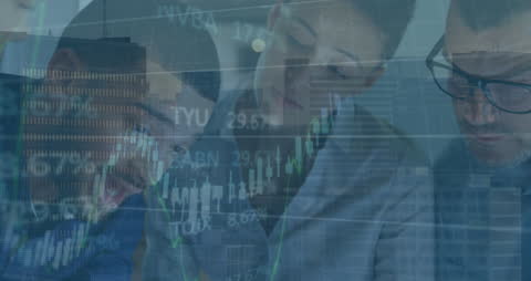 Multiethnic Team Discussing Financial Data in Modern Office