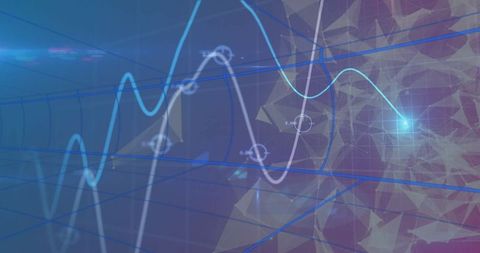 Futuristic digital data trend lines in abstract grid