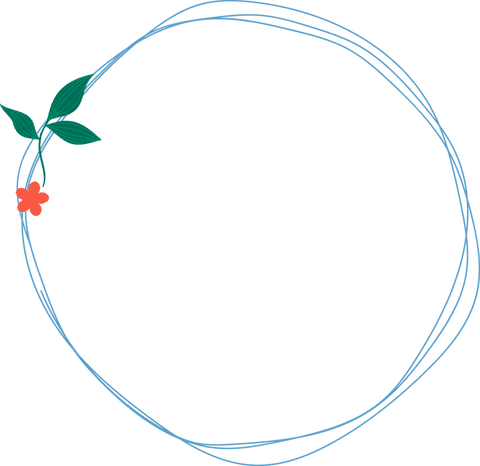 Transparent botanical wreath frame with minimalist design