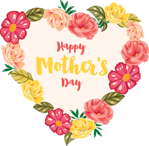 Mother's Day Flower Heart with Text Transparent PNG